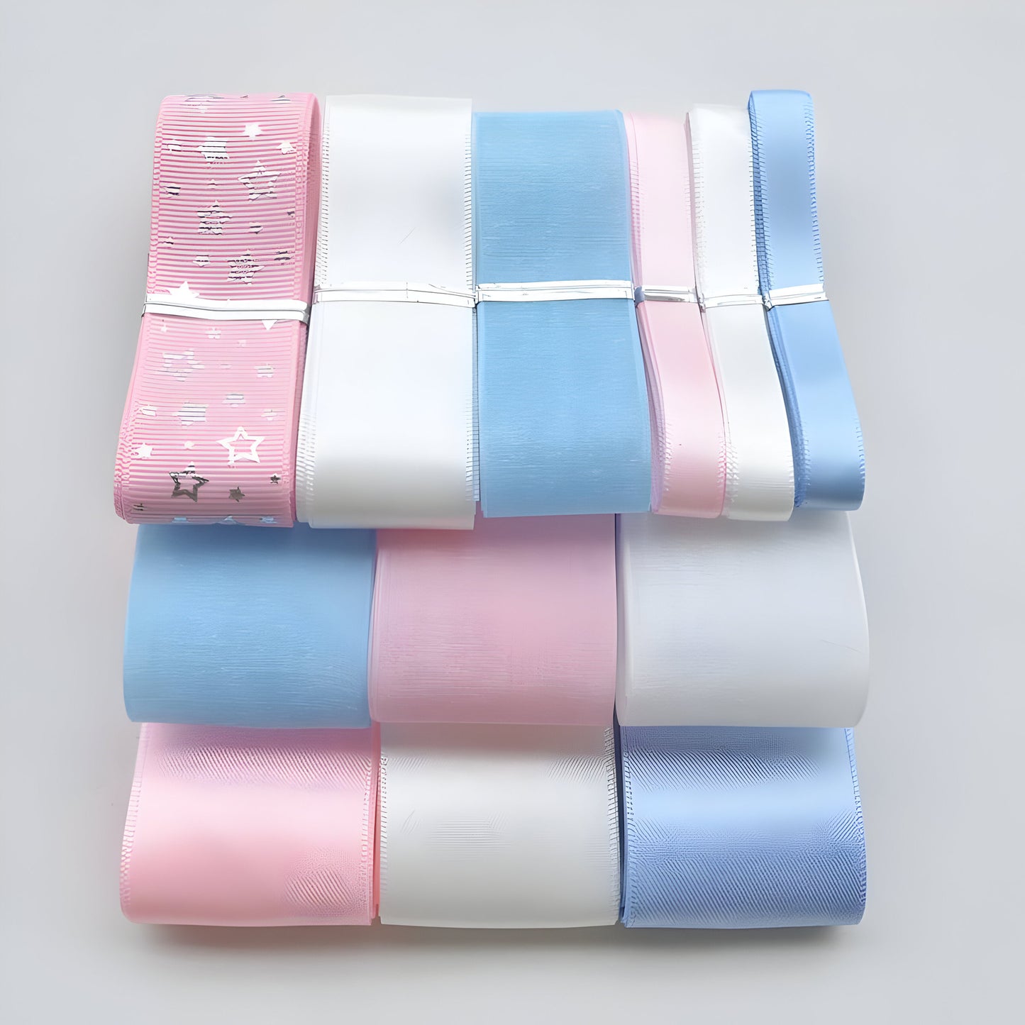 Zalveno Blauw-Roze-Wit Set / 11-12 meter totaal Fashion Ribbon Set - Ontdek je Stijlvolle Zelf!