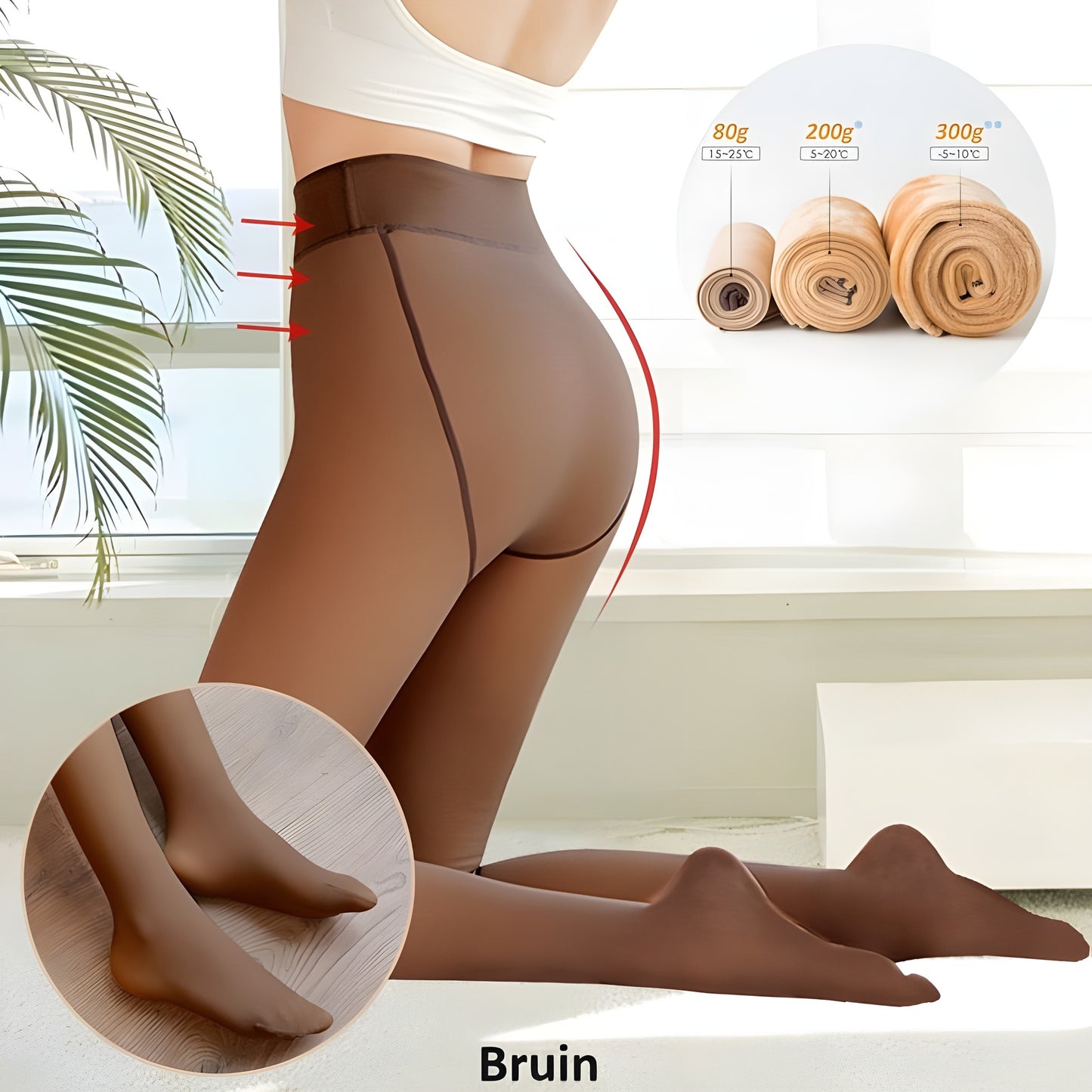 Zalveno Bruin / 80g (zonder fleece) / Standaard Size TikTok Fleece Gevoerde Panty - Voor Een Warme Carnaval In Stijl