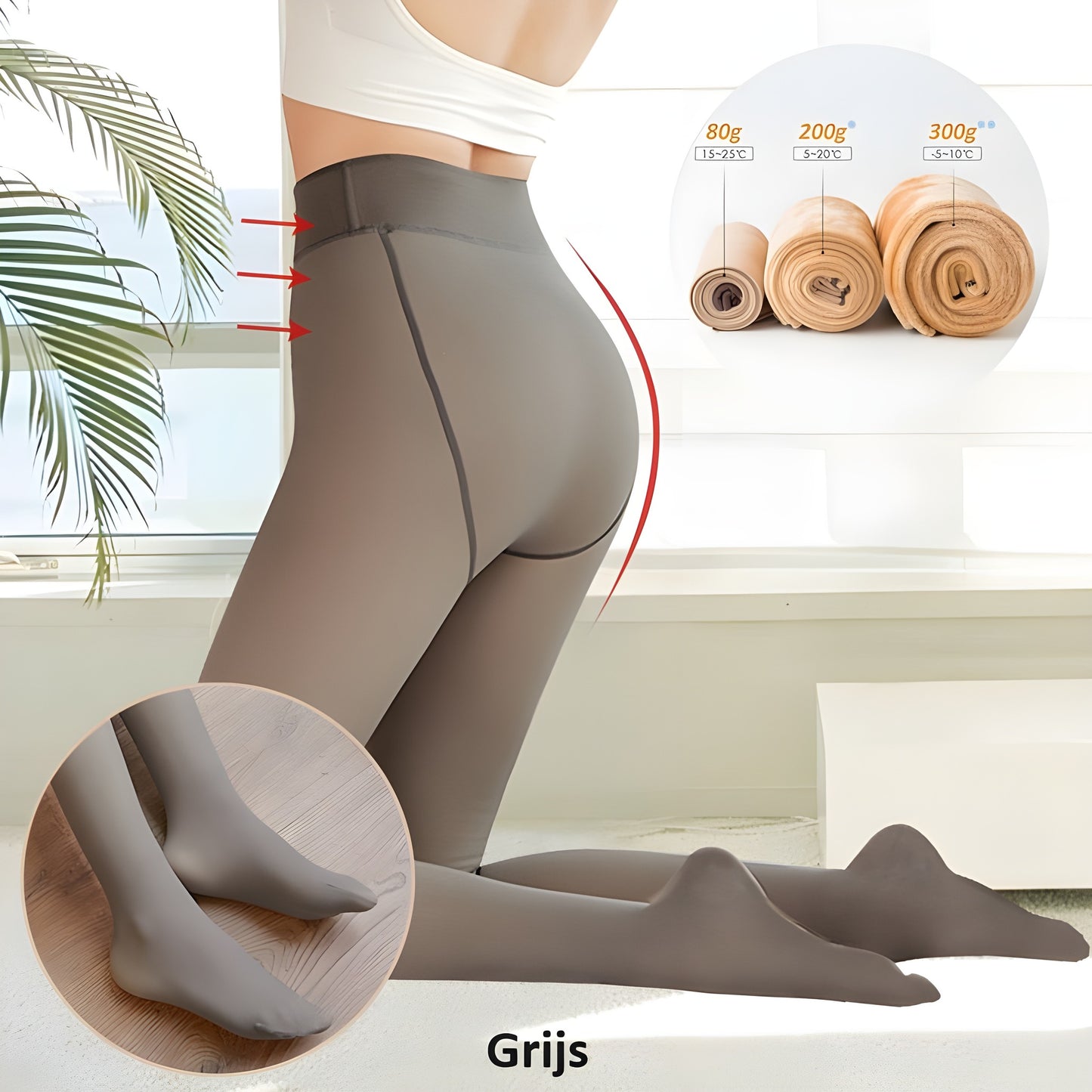 Zalveno Grijs / 80g (zonder fleece) / Standaard Size TikTok Fleece Gevoerde Panty - Voor Een Warme Carnaval In Stijl