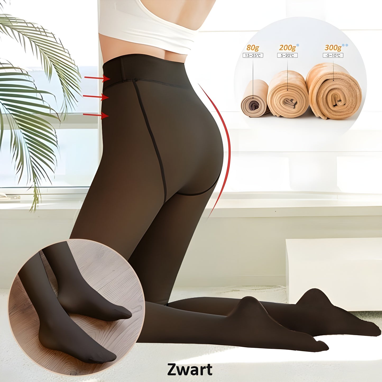 Zalveno Zwart / 80g (zonder fleece) / Standaard Size TikTok Fleece Gevoerde Panty - Voor Een Warme Carnaval In Stijl