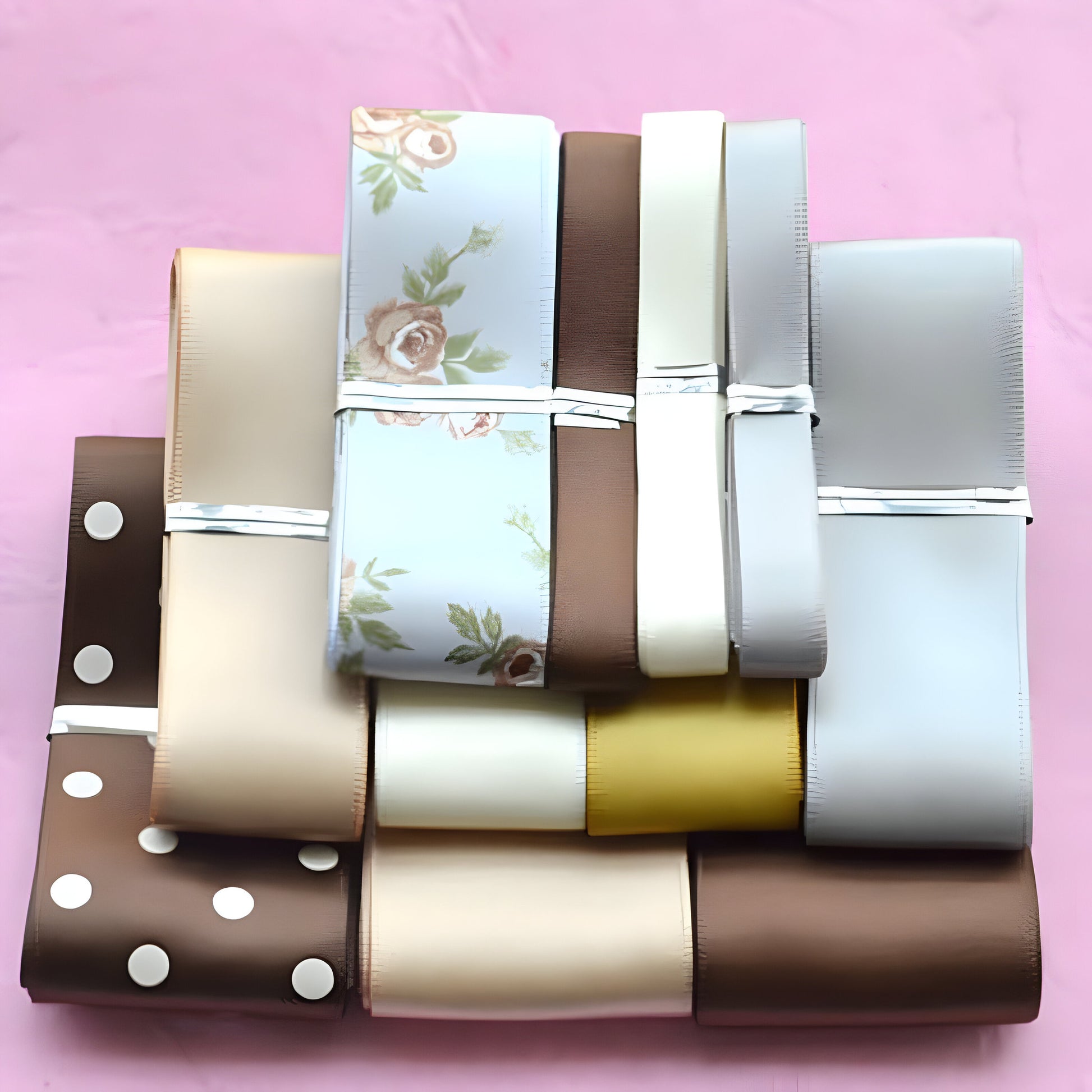 Zalveno Bruin-Grijs Set / 11-12 meter totaal Fashion Ribbon Set - Ontdek je Stijlvolle Zelf!