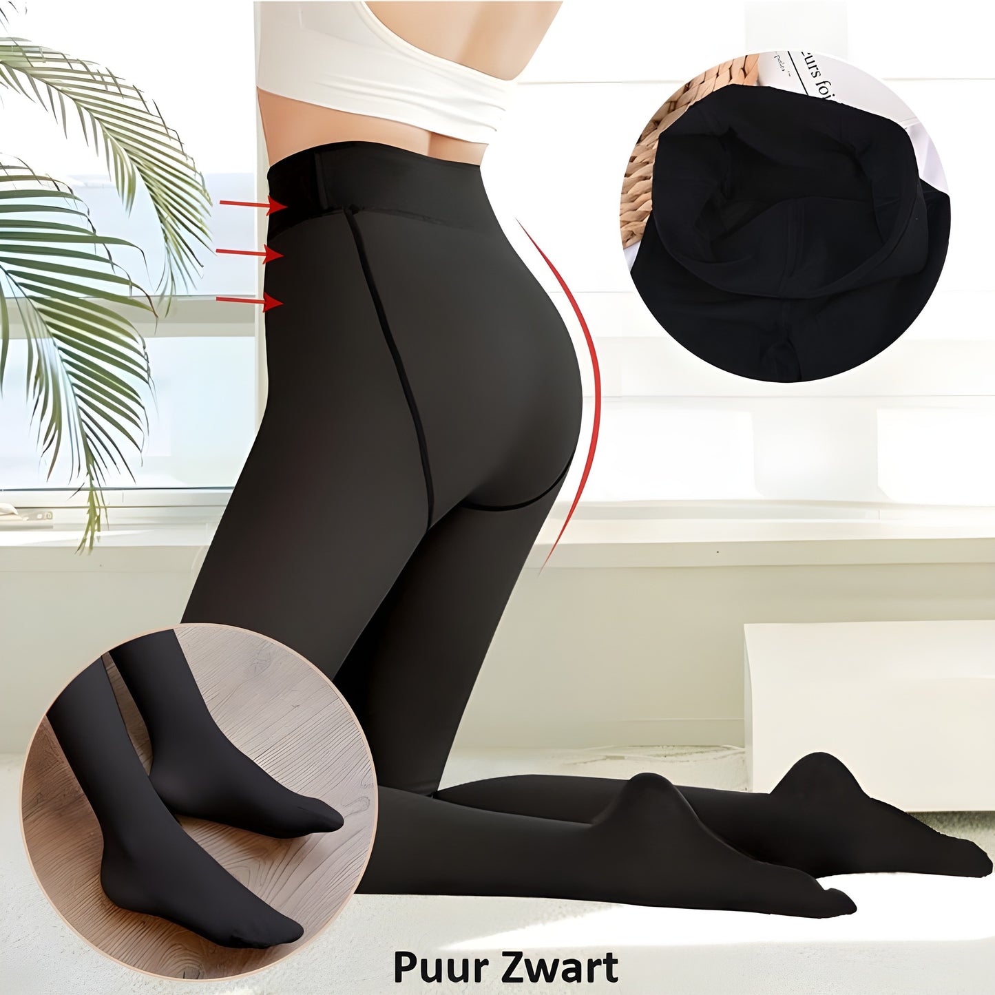 Zalveno Puur Zwart / 80g (zonder fleece) / Standaard Size TikTok Fleece Gevoerde Panty - Voor Een Warme Carnaval In Stijl