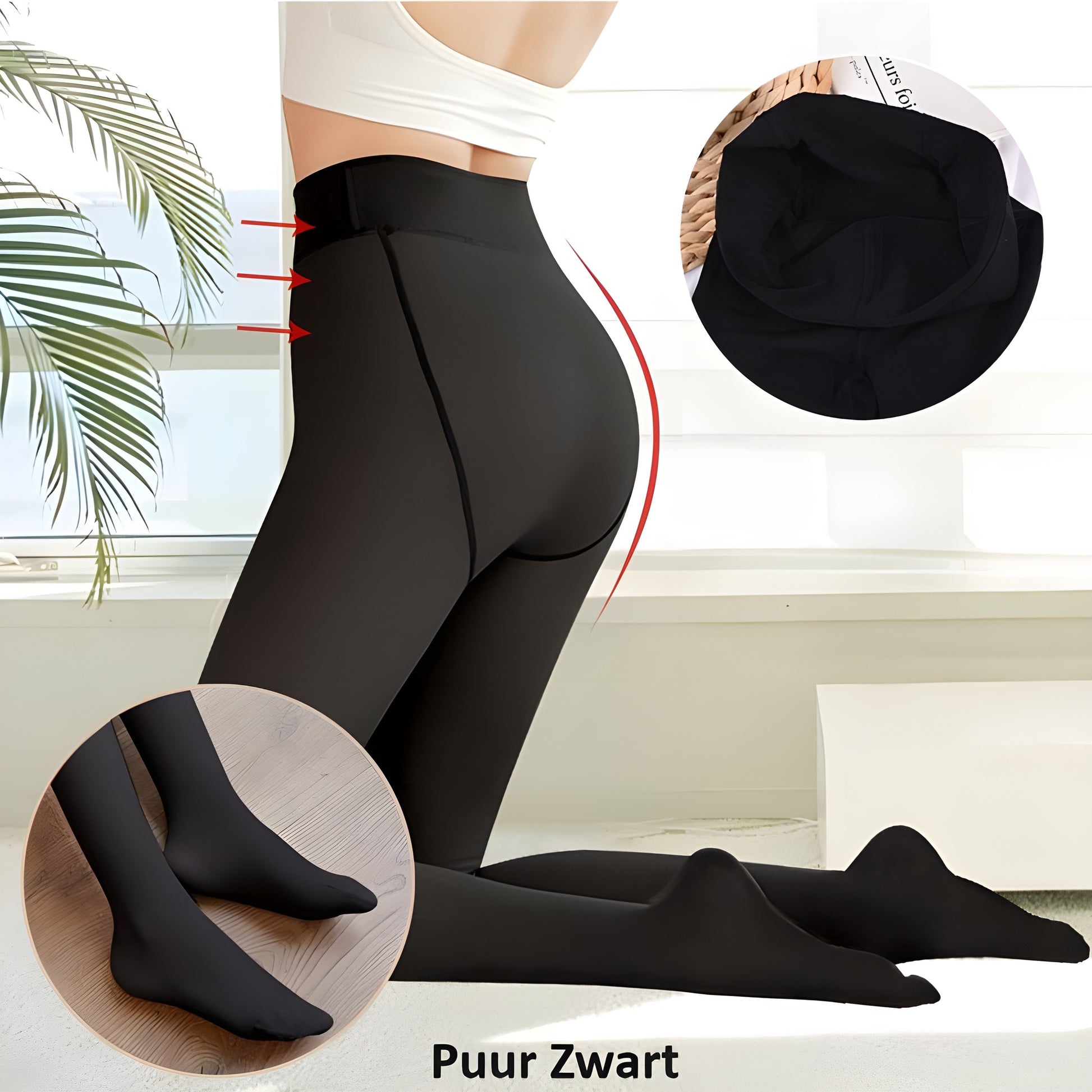 Zalveno Puur Zwart / 80g (zonder fleece) / Standaard Size TikTok Fleece Gevoerde Panty - Voor Een Warme Carnaval In Stijl