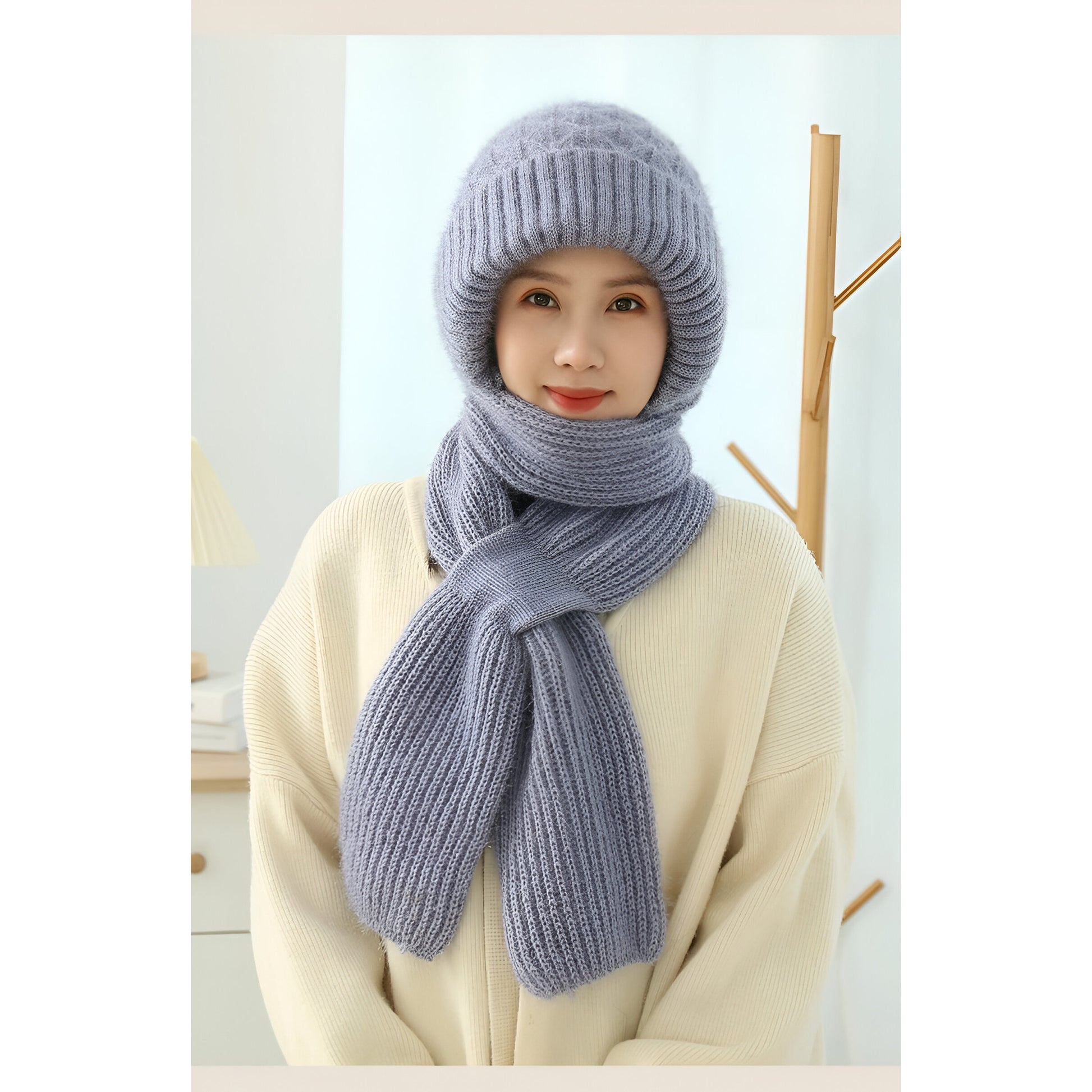 Zalveno Grijs CozyWrap™ - Jouw Muts en Sjaal in 1