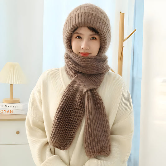 Zalveno Khaki CozyWrap™ - Jouw Muts en Sjaal in 1